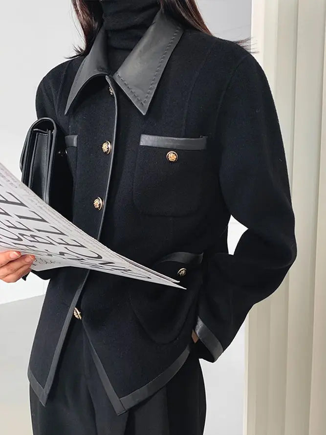 Autumn Casual Jackets for Women 2025 New Loose Lapel Buttoned Split-joint with Pocket Coat Winter Clothes for Woman