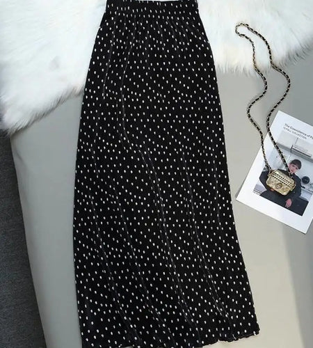 Women Summer Dot Wrapped Skirts Beach Holiday Clothes High Waist Casual Summer Elastic Waist Midi Skirt Female Sexy Korean Trend