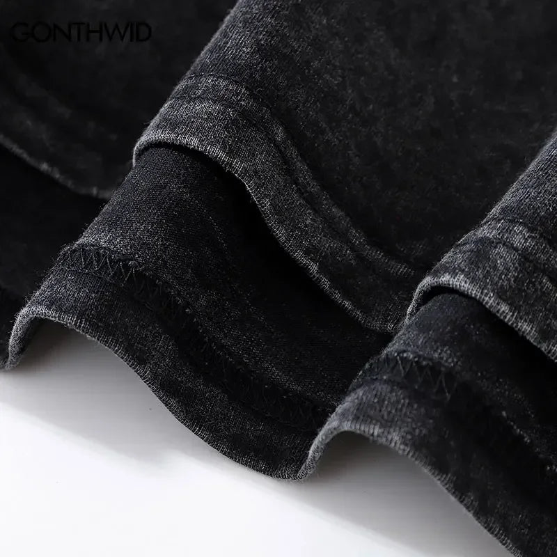 Vintage Oversized T-Shirts Streetwear Cartoon Doberman Dog knife Graphic Printed Black Tshirt Hip Hop Harajuku Punk Gothic Tops