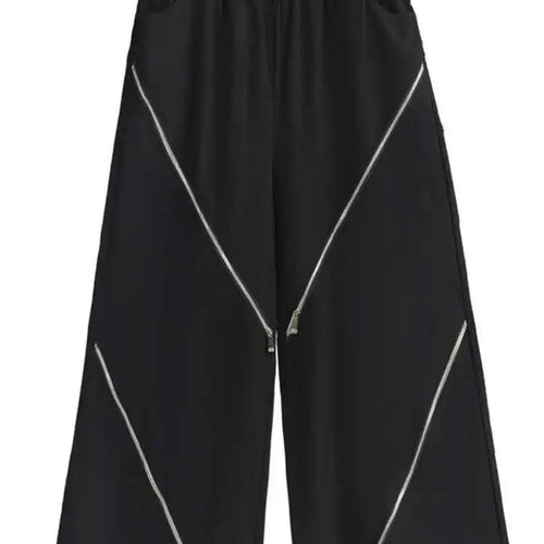 Load image into Gallery viewer, High Elastic Waist Gray Zipper Irregular Wide Leg Pants New Loose Fit Trousers Women Fashion Spring Autumn 2025 1DH3451
