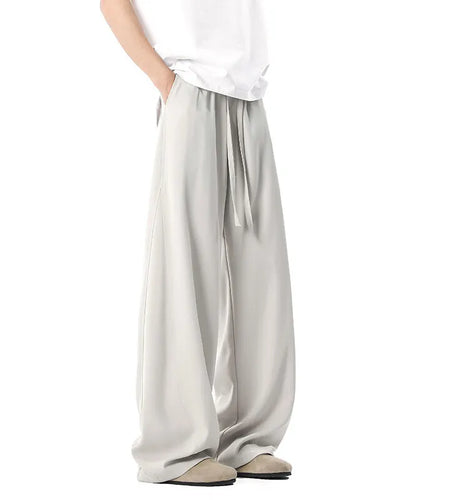 Men's Suit Pants New Korean Stylish Solid Color Loose Male Trousers Straight Leg Elastic Waist Menwear Spring 9W1524