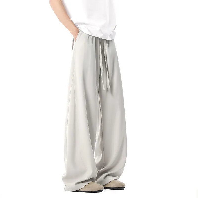 Men's Suit Pants New Korean Stylish Solid Color Loose Male Trousers Straight Leg Elastic Waist Menwear Spring 9W1524