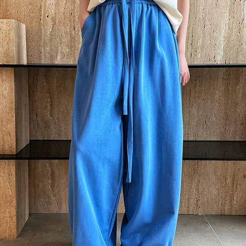 Load image into Gallery viewer, High Elastic Waist Black Drawstring Long Casual Wide Leg Pants New Trousers Women Fashion Tide Spring Autumn 2025 1DJ0194
