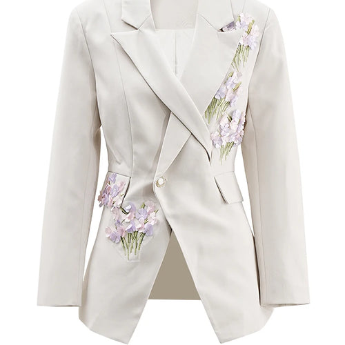 Load image into Gallery viewer, Apricot Flower Blazer Wide Leg Pants Two Piece Suit New Lapel Long Sleeve Women Fashion Tide Spring Autumn 2025 3WM838
