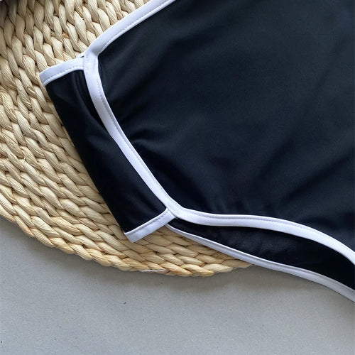 Load image into Gallery viewer, Black White Patchwork Sexy Bandeau Bikini Set High Waist Women Swimwear Female Swimsuit Brazilian Bathing Suit
