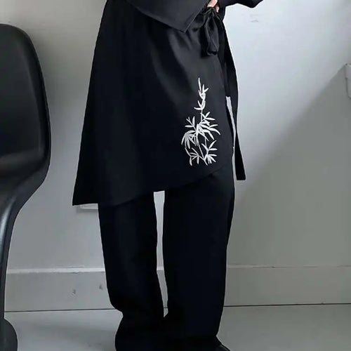 Load image into Gallery viewer, High Elastic Waist Black Embroidery Irregular Pants New Loose Fit Trousers Women Fashion Tide Spring Autumn 2025 1DH5173
