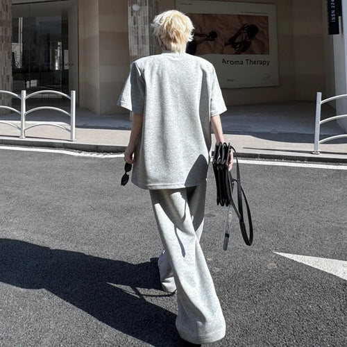 Load image into Gallery viewer, Men's Pants Set New Summer Handmade Nail Diamond Style Short Sleeve T-shirt Wide Leg Casual Pants Menwear Male Suit 9W1503
