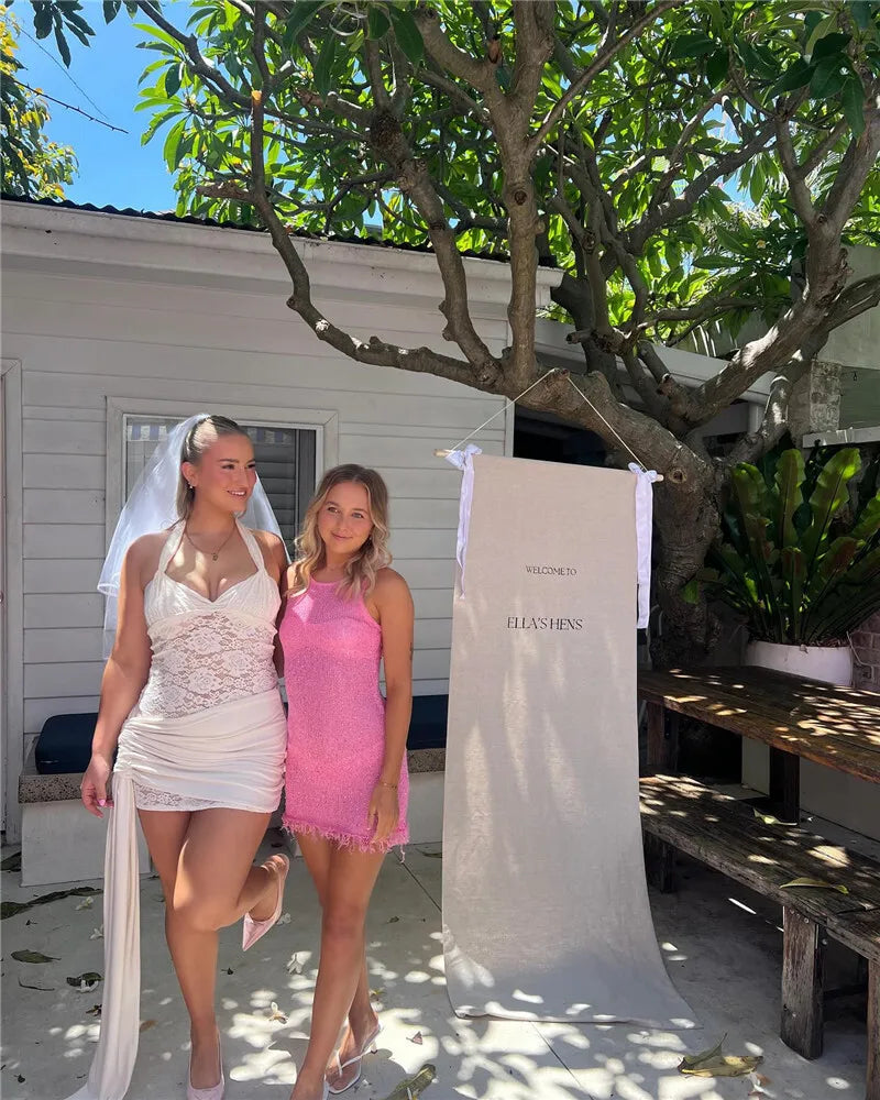 Lace Draped Ruched Sexy Mini Dress For Women Robe Fashion Halter Off-shoulder Backless Sleeveless Bodycon Club Dress