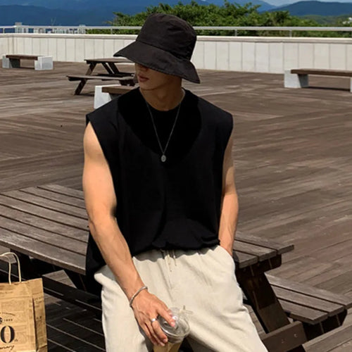 Load image into Gallery viewer, Simple Male Sports Tank Tops O-neck Sleeveless Loose Men&#39;s Clothing Solid Color Casual Top Summer Trend 9C6351
