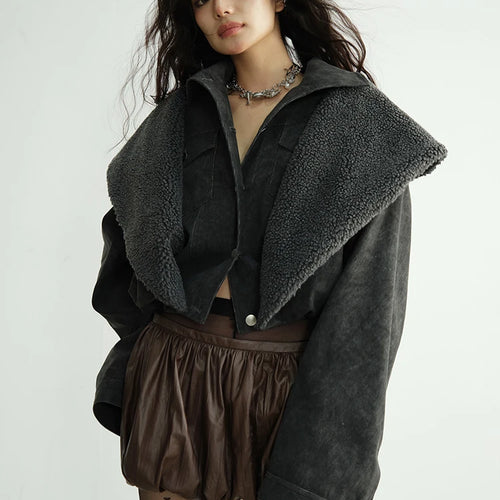 Load image into Gallery viewer, Gray Thick Double Layers Big Size Short Jacket New Hooded Long Sleeve Women Coat Fashion Tide Autumn Winter 2025 1DH8273
