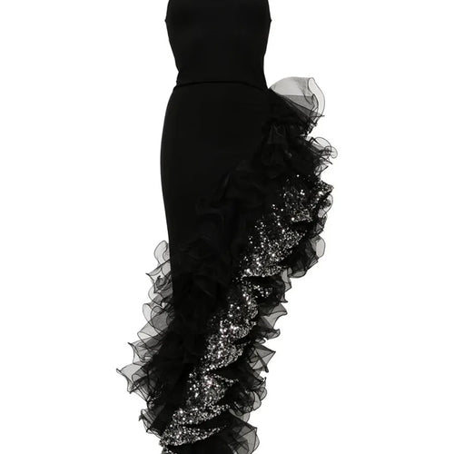Load image into Gallery viewer, Hit Color Spliced Sequines Slimming Dresses For Women O Neck Sleeveless High Waist Temperament Dress Female Fashion
