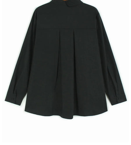 Women White Knitting Color-block Big Size Blouse New Lapel Long Sleeve Shirt Fashion Tide Spring Autumn 2025 1DJ0117