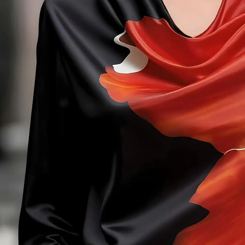 Load image into Gallery viewer, Autumn Spring Flower Print Blouses for Women 2025 New Loose Pile Collar Long Sleeve Shirts Women Business Casual Tops
