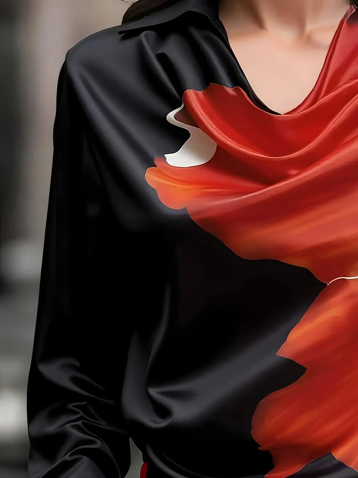 Autumn Spring Flower Print Blouses for Women 2025 New Loose Pile Collar Long Sleeve Shirts Women Business Casual Tops