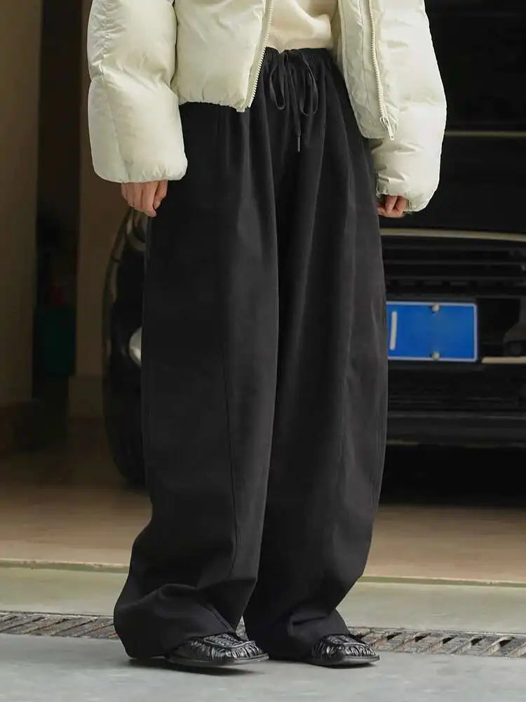 High Elastic Waist Beige Casual Long Wide Leg Pants New Loose Fit Trousers Women Fashion Tide Spring Autumn 2025 1DH2803