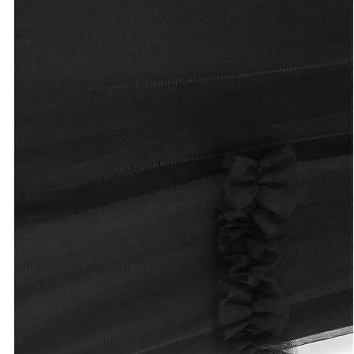 Load image into Gallery viewer, Women Black Mesh Ruffles Spliced Big Size Midi Dress New Round Neck Long Sleeve Fashion Tide Spring Autumn 2025 1DH7180
