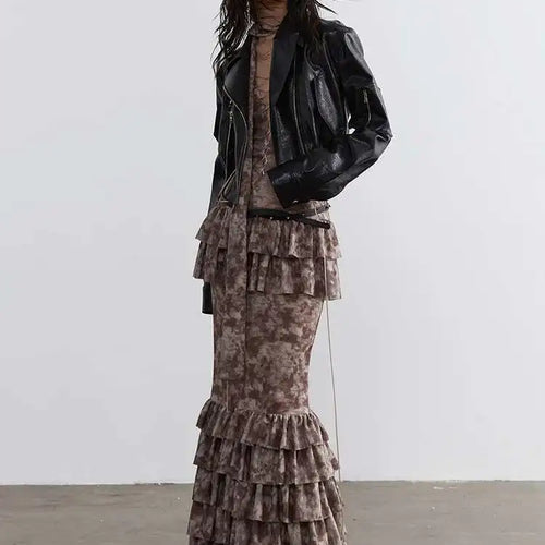 Load image into Gallery viewer, Women Beige Hollow Out Bandge Ruffles Long Elegant Dress New V-Neck Long Sleeve Fashion Tide Spring Autumn 2025 1DH4719
