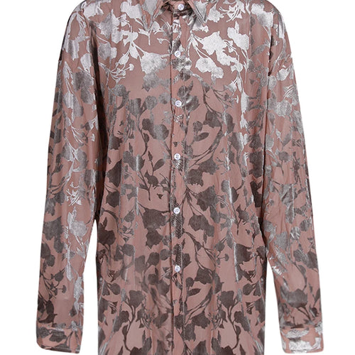 Load image into Gallery viewer, Women Pattern Printed Flocking Big Size Elegant Blouse New Lapel Long Sleeve Shirt Fashion Tide Spring Autumn 2025 CPG2802
