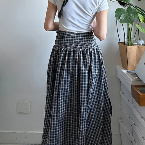 Load image into Gallery viewer, High Waist Black Plaid Bandage Side Zipper A-line Half-body Skirt Women Fashion Tide New Spring Autumn 2025 1DJ1178
