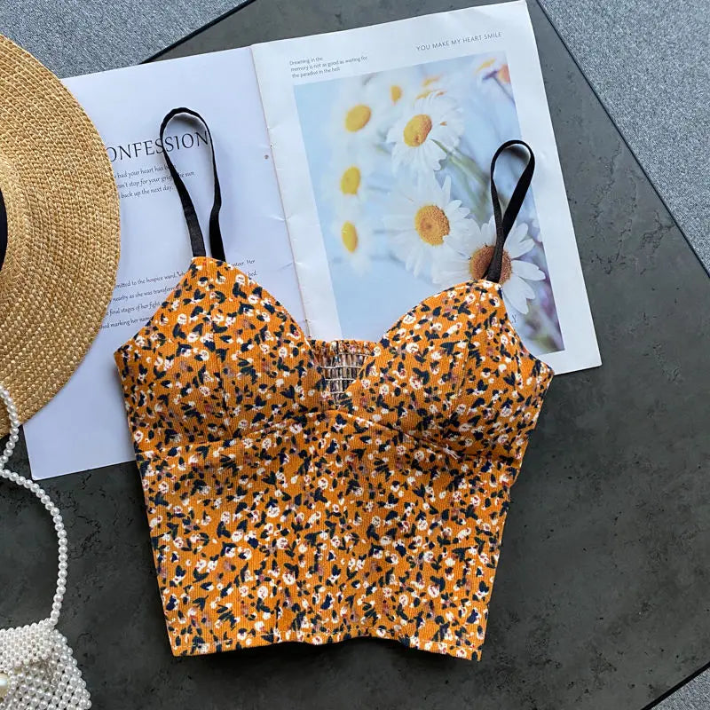 Women Retro Strap Tops Summer V Neck Sleeveless Backless Slim Tank Top Chic Print Sexy Off Shoulder Short Camis Y2k