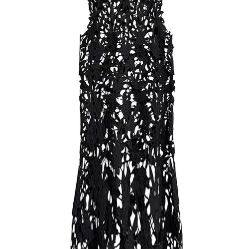 Load image into Gallery viewer, Women Black Lace Hollow Out Perspective Big Size Dress New Round Neck Sleeveless Fashion Tide Spring Summer 2025 1DJ0243
