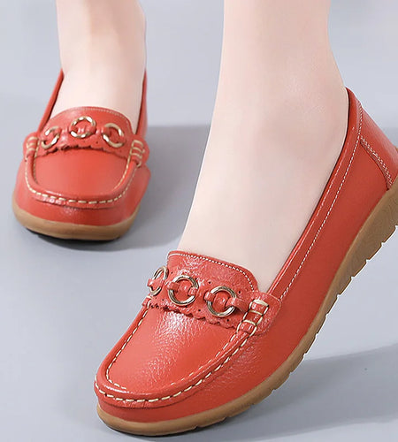 Woman Shoes Soft Low Heels Flat Shoes For Women Leather Casual Zapatos De Mujer Elegant Heel Women's Shoes Flats Female Footwear