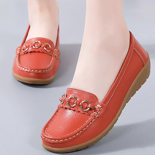 Load image into Gallery viewer, Woman Shoes Soft Low Heels Flat Shoes For Women Leather Casual Zapatos De Mujer Elegant Heel Women&#39;s Shoes Flats Female Footwear
