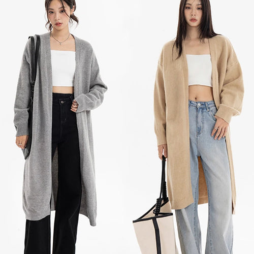 Load image into Gallery viewer, Spring Knitted Long Cardigan For Women Sweater Coat Female Fashion Autumn Outerwear Solid Lady Casual Clothes C-256
