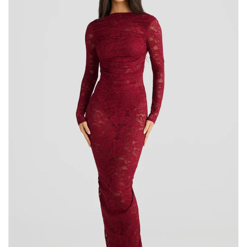 Load image into Gallery viewer, Sexy Lace Patchwork Backless Bodycon Party Club Evening Dress Women Elegant Autumn/Winter Long Sleeved Slim Vestido 2025
