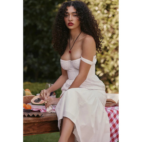 Load image into Gallery viewer, Elegant White Spaghetti Strap Midi Dress For Women Fashion Strapless Sleeveless Backless A-line Club Party Dress
