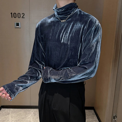 Load image into Gallery viewer, Men&#39;s Long Sleeve T-shirt 2023 New Velvet High Neck Underlay Shirt For Man Slim Fit Temperament Solid Color Pullover 9C2243
