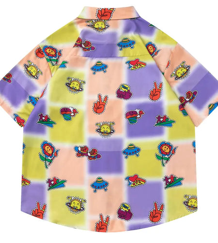 Vintage Hawaiian Shirts Streetwear Retro Graphic Printed Tie Dye Summer Beach Blouse Harajuku Hip Hop Baggy Short Sleeve Tops