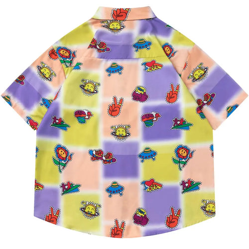 Vintage Hawaiian Shirts Streetwear Retro Graphic Printed Tie Dye Summer Beach Blouse Harajuku Hip Hop Baggy Short Sleeve Tops