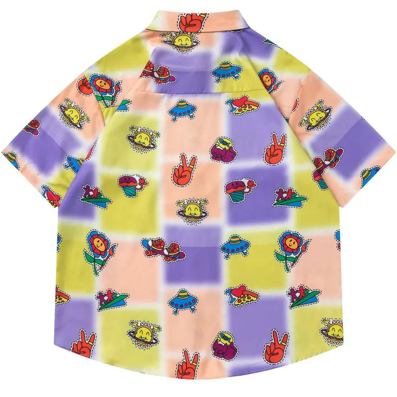 Vintage Hawaiian Shirts Streetwear Retro Graphic Printed Tie Dye Summer Beach Blouse Harajuku Hip Hop Baggy Short Sleeve Tops