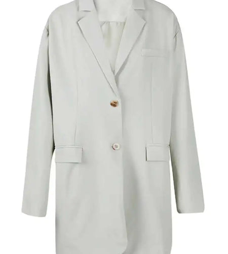 Women Beige Brief Long Big Size Elegant Blazer New Lapel Long Sleeve Jacket Fashion Tide Spring Autumn 2025 1LD1941