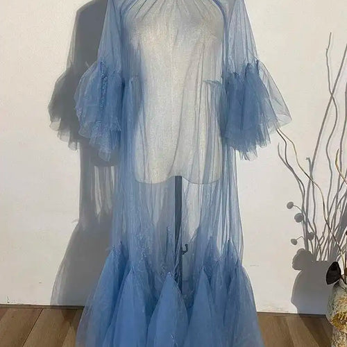 Load image into Gallery viewer, Women Black Ruffles Long Big Size Dress New Round Neck Three-quarter Sleeve Loose Fit Fashion Spring Summer 2025 JR77101
