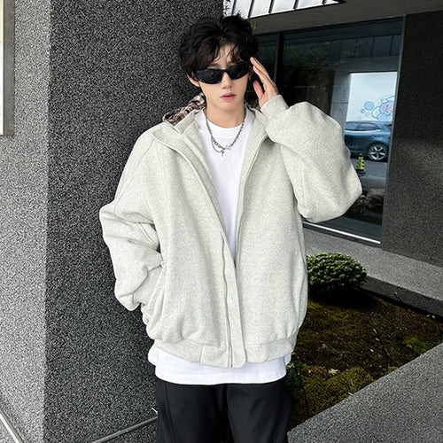 Load image into Gallery viewer, Fake Two Piece Spliced Men&#39;s Woolen Coats Hooded Plaid Korean Style Contrast Color Casual Male Jackets Trendy New 9C9280
