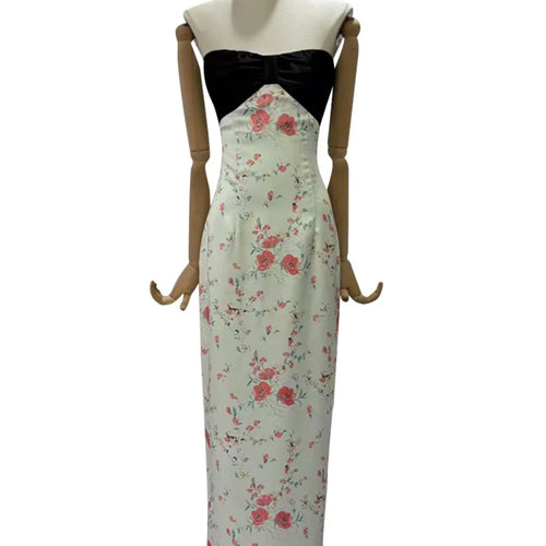 Load image into Gallery viewer, Hit Color Printing Spliced Bowknot Dresses for Women Strapless Sleeveless Sexy Dress Female Fashion Clothing New
