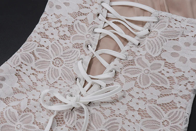 Lace Strapless Ruched Sexy Mini Dress For Women Fashion Fishbone Off-shoulder Sleeveless Backless Club Party Dress