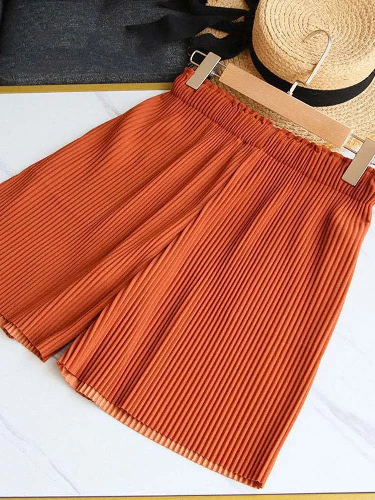 Women Shorts Harajuku Summer wide-leg Pants Leisure Loose Korean Style Solid Color woman's Shorts