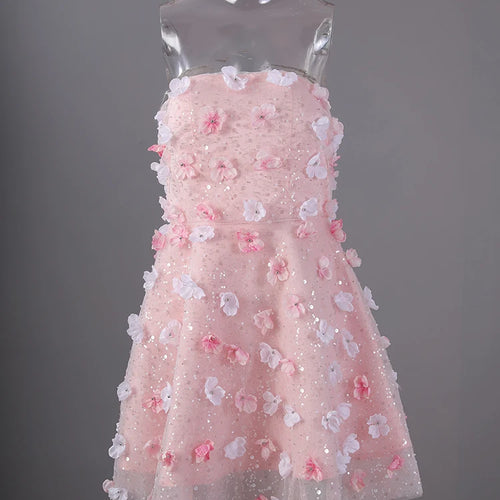 Load image into Gallery viewer, Women Three-dimensional Flower Rhinestones Mini Strapless Dress New Sleeveless Fashion Tide Spring Autumn 2025 CPG2978

