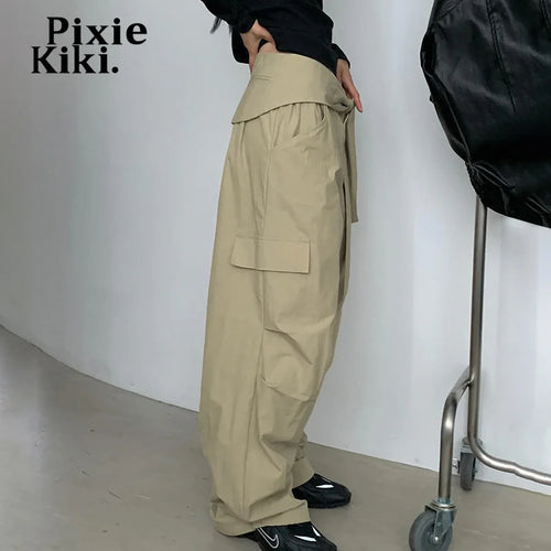 Load image into Gallery viewer, Lace Up Stacked Cargo Pants Womans Fashion Streetwear Baggy Trousers Bottoms Y2k Women Clothing P84-DD32
