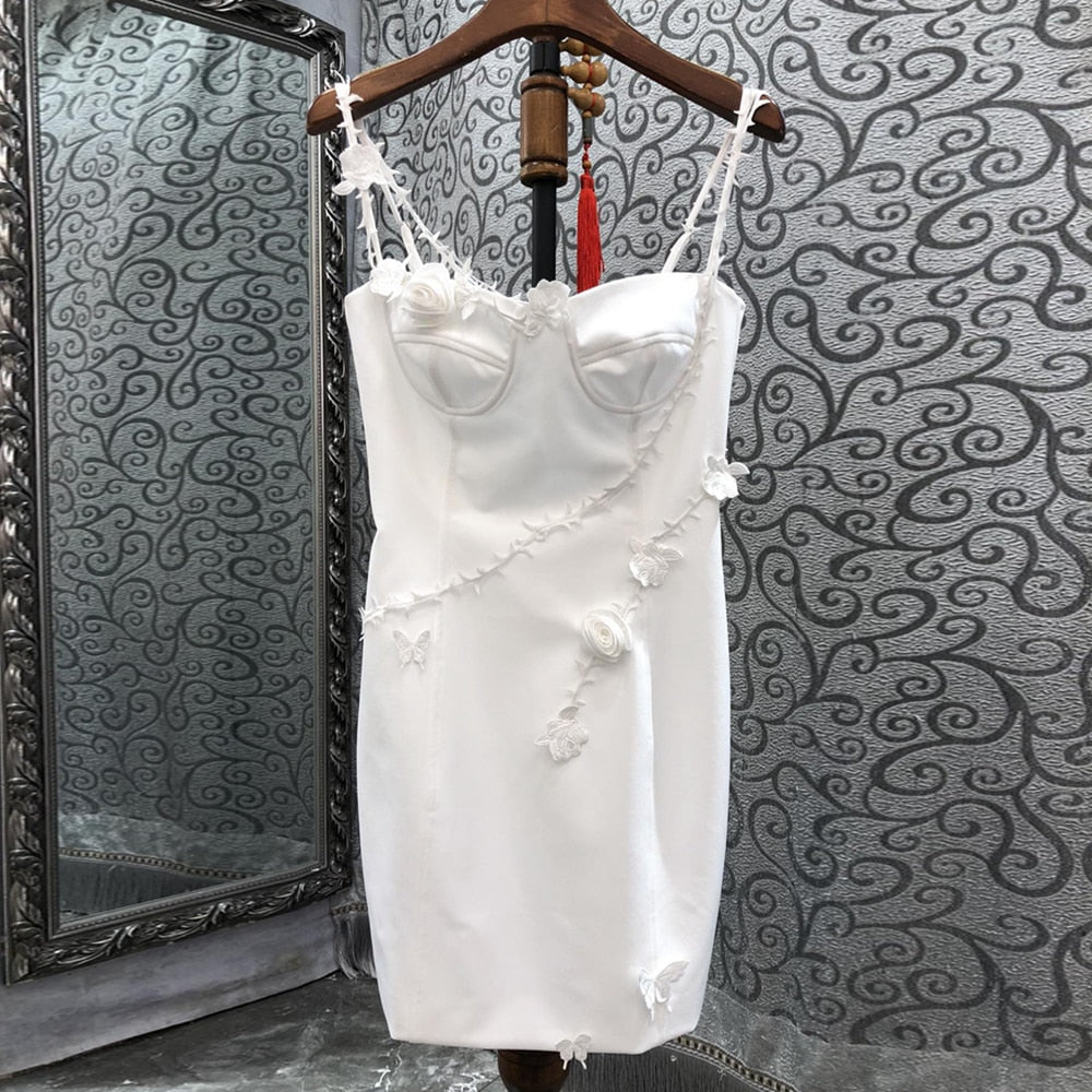 Solid Slimming Dresses Form Wome Square Collar Sleeveless Patchwork Embroidery Slip Dress Female Fashion Clothing