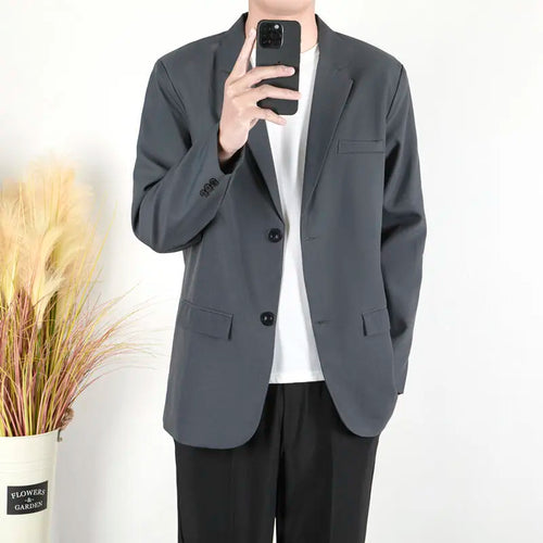 Load image into Gallery viewer, Male Suit Outerwear Highend Casual Men's Loose  Turn-down Collar Cool Trendy New Korean Fashionable Tide Suits 9W1214
