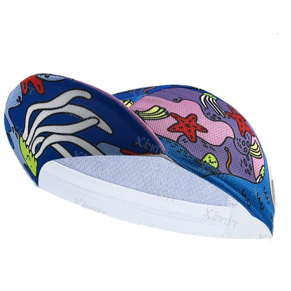 Summer Thin Polyester Colorful Underwater World Print Cycling Cap Essential Equipment Hat For Outdoor Bicycle Sport