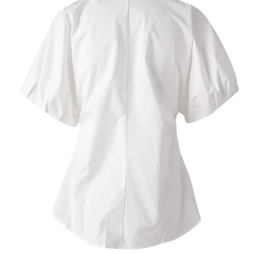 Load image into Gallery viewer, Women Coffee Shaped Elegant Blouse New Stand Collar Short Puff Sleeve Shirt Fashion Tide Spring Summer 2025 CPG3251
