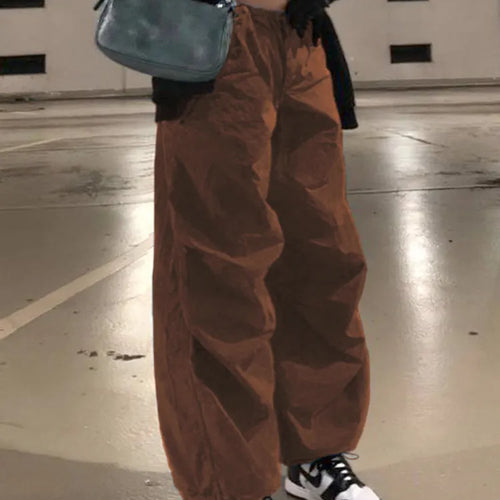 Load image into Gallery viewer, Y2K Streetwear Drawstring Cargo Parachute Pants Hippie Harajuku Loose Draped Low Waist Tech Sporty Trousers Oversize
