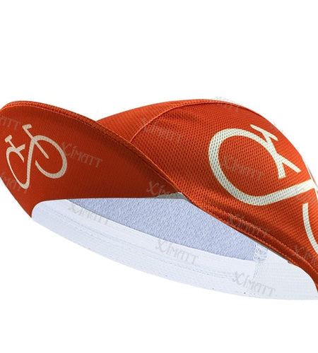 Classic Orange Bicycle Patter Polyester Cycling Caps Essential Equipment Bike Hats For Outdoor Road Quick Dry Breathable