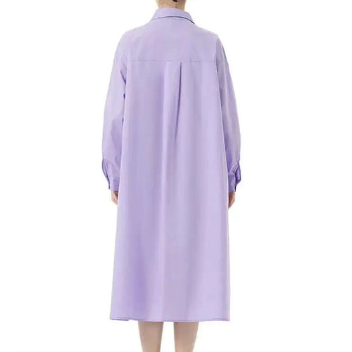Load image into Gallery viewer, Women Purple Belted Big Size Irregular Midi Shirt Dress New Lapel Long Sleeve Fashion Tide Spring Autumn 2025 1DH5164
