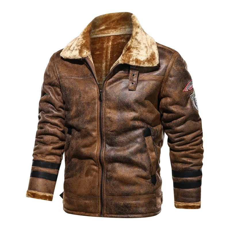 Jacket Tactical Faux Leather Jackets Outwear Fleece Coats Fur Inner Windbreaker Men's Winter Thick Warm Military Bomber Pu